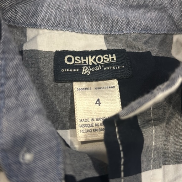 OshKosh Black White Long-Sleeve Button Down Shirt & Gray/Black Straight Jeans 4T - Picture 4 of 12
